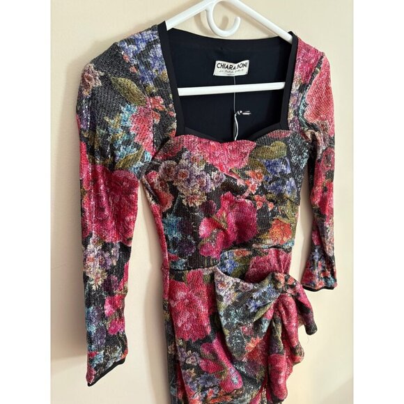 CHIARA BONI La Petite Robe NWT  Cesarima Floral Sequined Midi Dress Size 2 - Picture 5 of 17